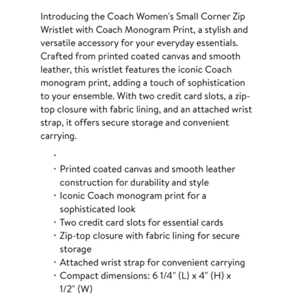 🔹️Coach🔹️ Leather Corner Zip Wristlet Monogram - Chalk Ivory w/Gold ✨️ - Picture 4 of 5